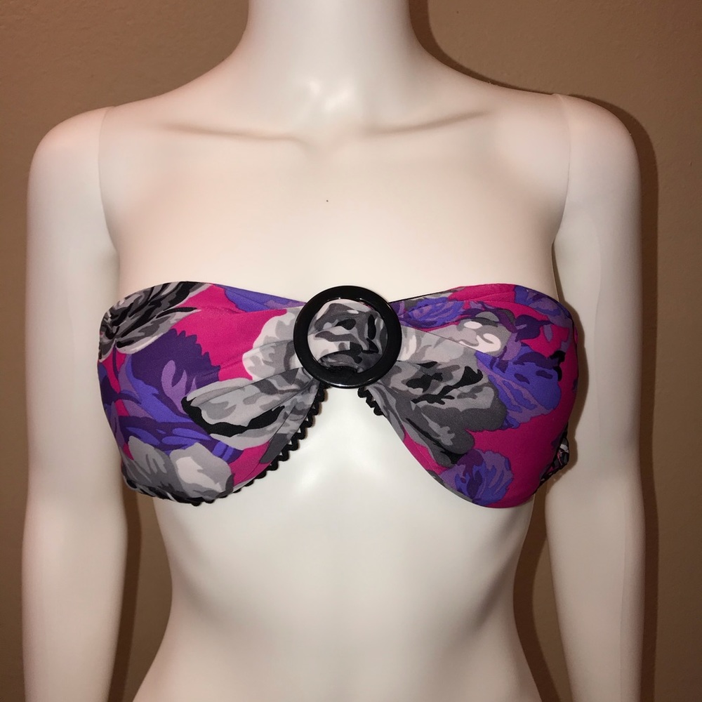 Xhilaration Strapless Bandeau Bikini Swim Top Size Medium Pink Purple Beach Pool